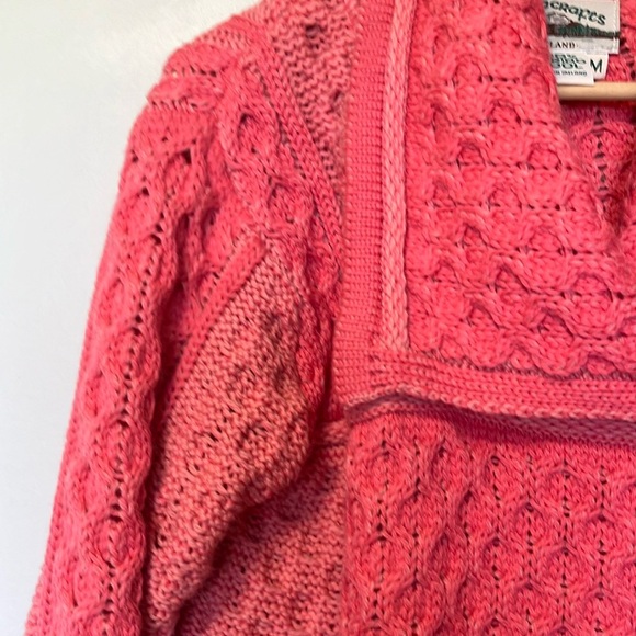 Aran Crafs Pink Knit Cardigan Made in Ireland 100% Merino wool - Picture 4 of 7